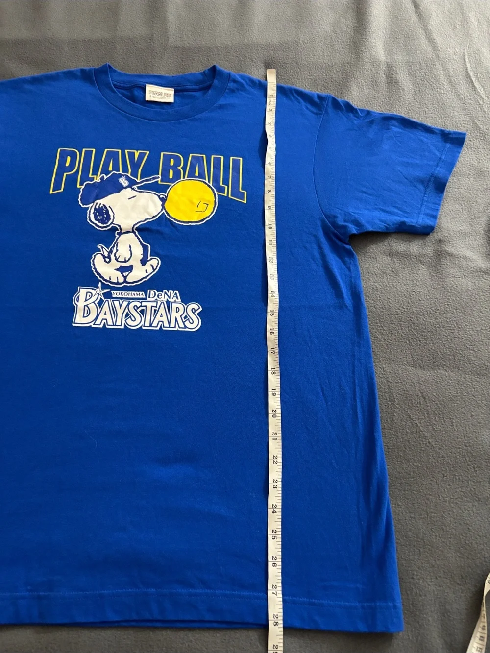 Snoopy Yokohama DeNA BayStars Play Ball T Shirt Blue Men’s L Japan Baseball